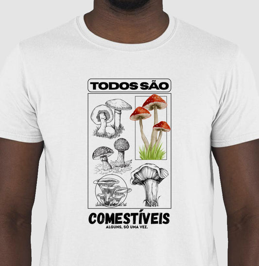 Camiseta Cogumelos Comestíveis Branca